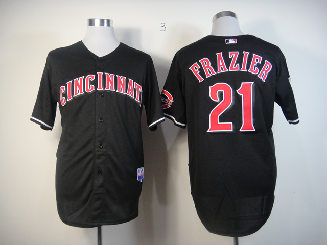 Men MLB Cincinnati Reds #21 Frazier black Fashion jerseys->cincinnati reds->MLB Jersey